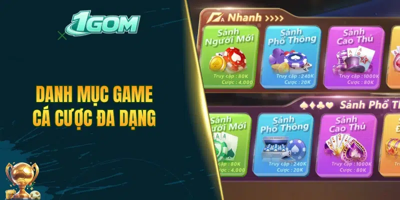 Danh mục game cá cược đa dạng phù hợp với nhiều người chơi