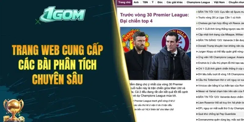 Trang web cung cấp các bài phân tích chuyên sâu trước trận